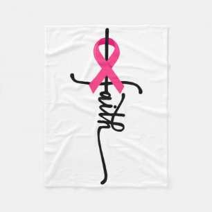 Couverture Polaire Faith Cross Guerrier Survivant Pink Ribbon Breast