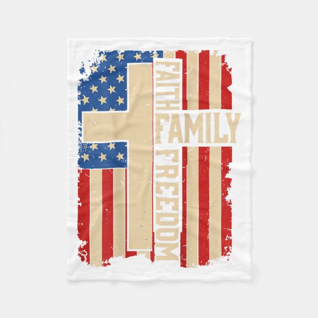 Couverture Polaire Faith Family Dom God Country Patriotic Christian O (Devant)