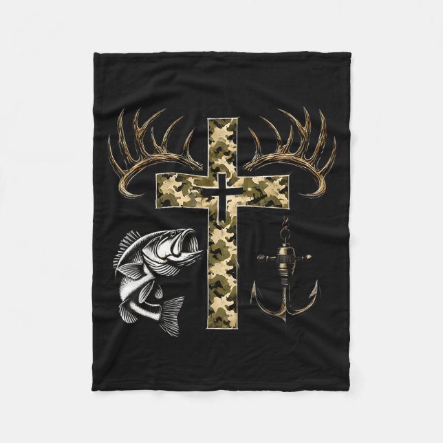 Couverture Polaire Faith Fishing Hunting Camo Cross With Hook B Chris (Devant)