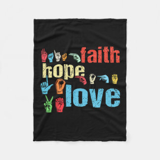 Couverture Polaire Faith Hope Love American Sign Language Christian E