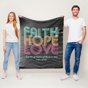 Couverture Polaire Faith Hope Love Christian Bible Verse Retro
