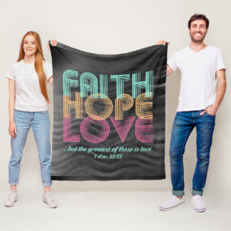 Couverture Polaire Faith Hope Love Christian Bible Verse Retro