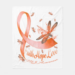 Couverture Polaire Faith Hope Love MS Awareness Dragonfly