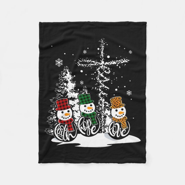 Couverture Polaire Faith Hope Love Snowman Jesus Christian Tree Chris (Devant)