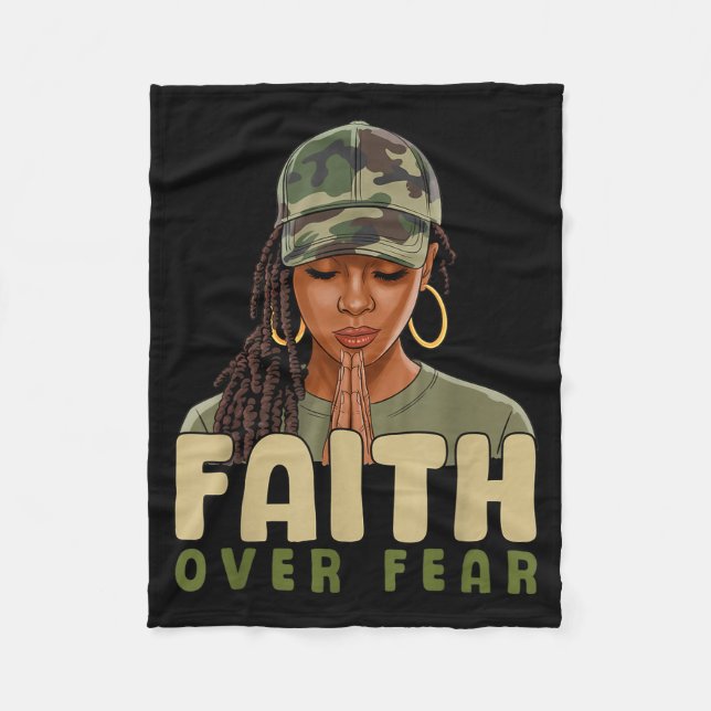 Couverture Polaire Faith Over Fear Christian Camo African American Af (Devant)