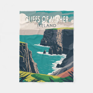 Couverture Polaire Falaises de Moher Irlande Travel Art Vintage