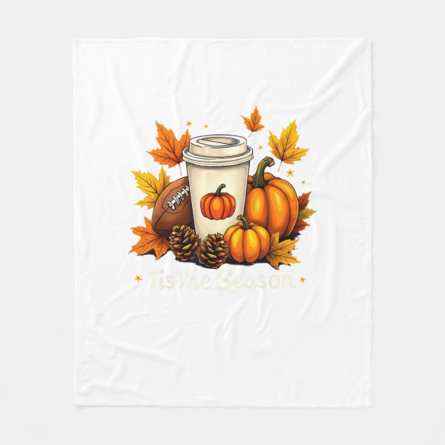 Couverture Polaire Fall Football Tis The Season Pumpkin Autumn Coffee (Devant)