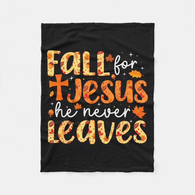 Couverture Polaire Fall For Jesus He Never Leaves Retro Autumn Thanks (Devant)
