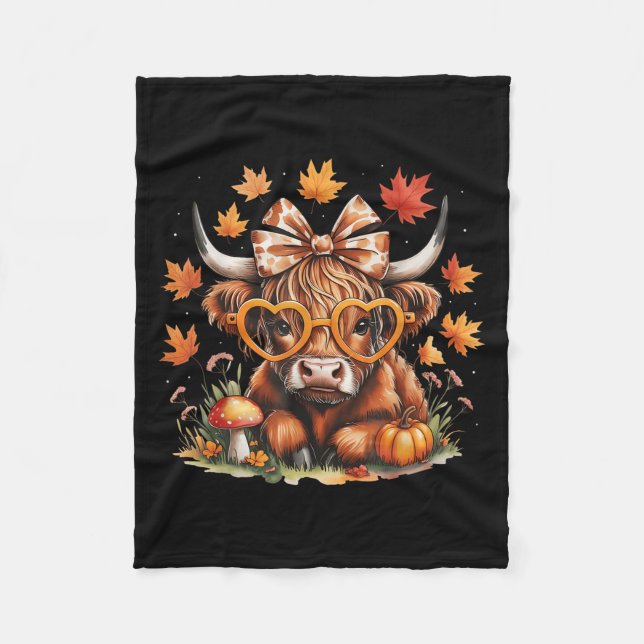 Couverture Polaire Fall Highland Cow Pumpkin Bow Thanksgiving Fall Gi (Devant)