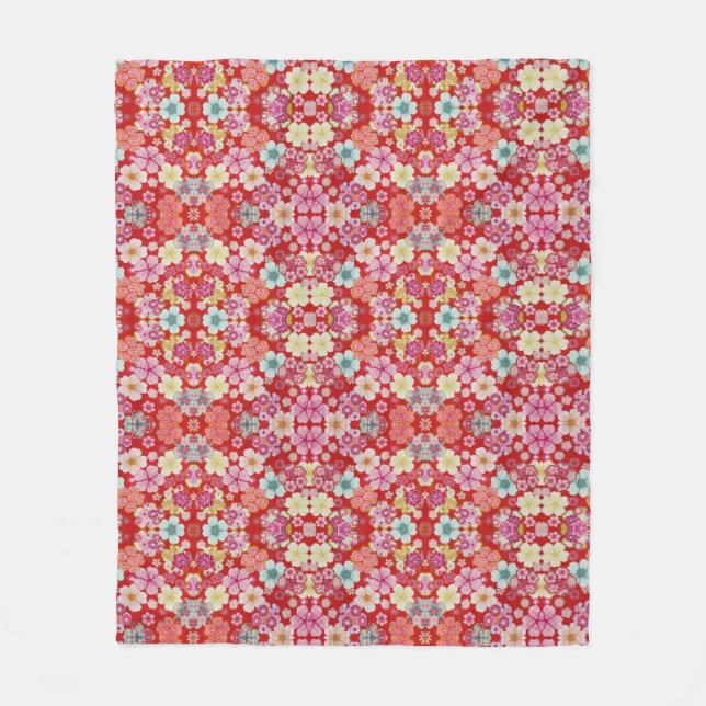 Couverture Polaire Falln Crimson Floral Chirimen (Devant)