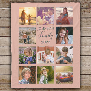 Couverture Polaire Famille 11 Photo Collage Dusty rose polaire couver