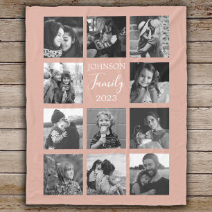 Couverture Polaire Famille 11 Photo Collage Dusty rose polaire couver