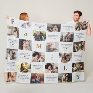 Couverture Polaire Famille 18-Photo Collage et 12 messages personnels