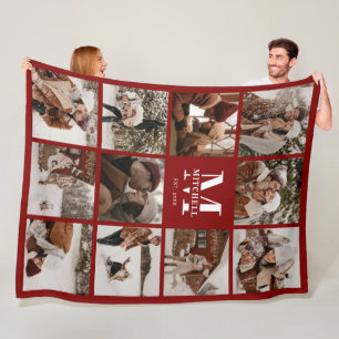 Couverture Polaire Famille Bourgogne Photo Collage Monogrammed Keepsa