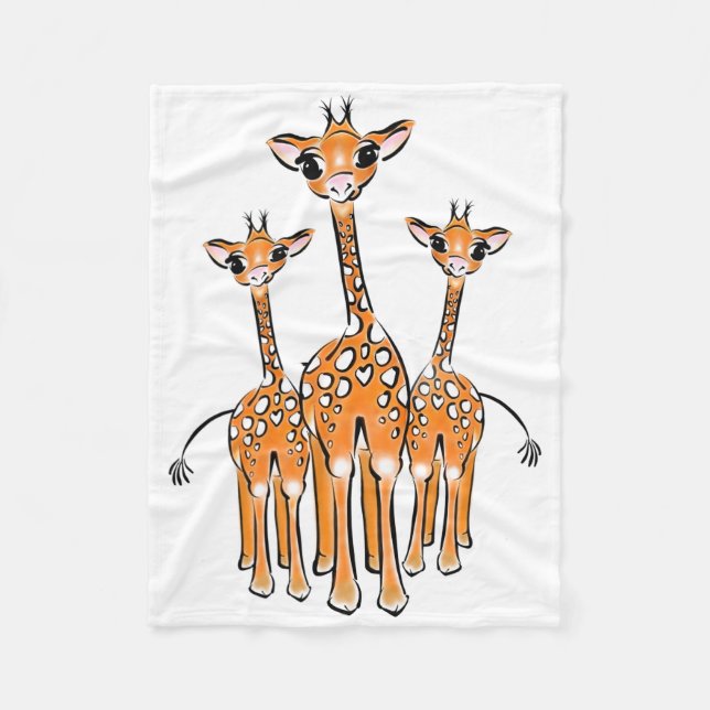 Couverture Polaire Famille Cute Giraffe dessin animaux safari (Devant)