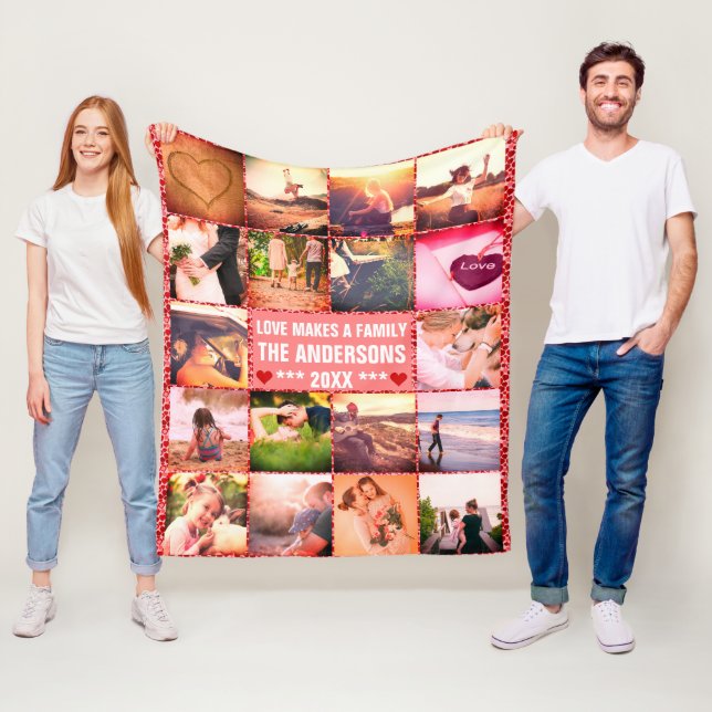Couverture Polaire Famille CUustom enveloppée d'amour (En situation)
