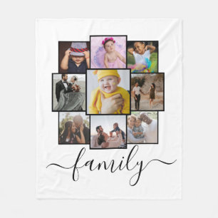 Couverture Polaire Famille de collage de photos et de textes personna