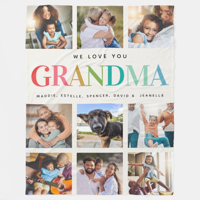 Couverture Polaire Famille de collage photo Rainbow Love Grandma (Devant)