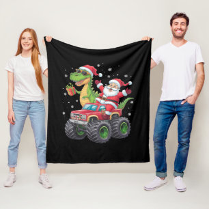 Couverture Polaire Famille de Noël assortie Santa Truck Dinosaur