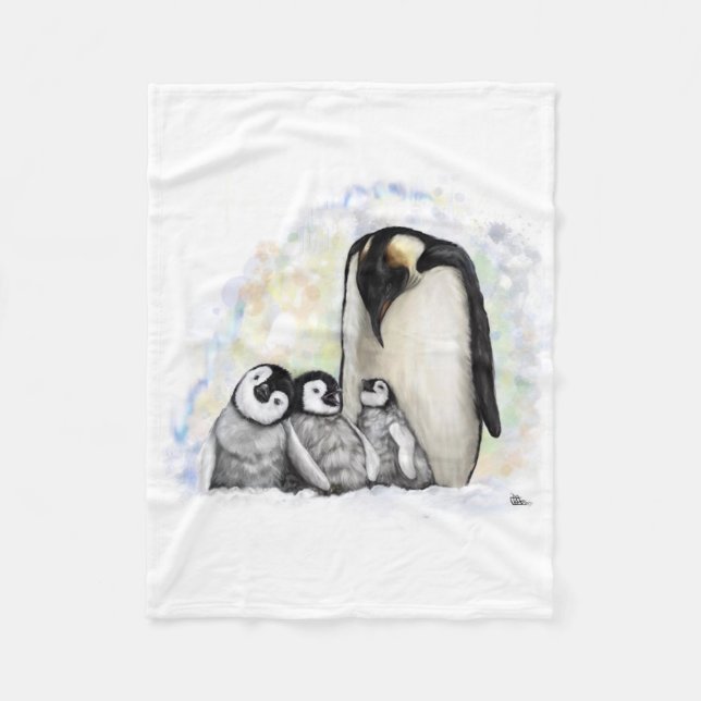 Couverture Polaire Famille de pingouin de bébé (Devant)