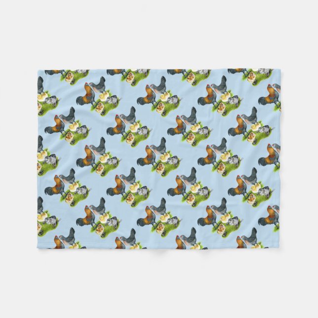 Couverture Polaire Famille de poulets Ameraucana (Devant (Horizontal))