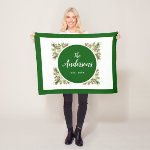 Couverture Polaire Famille des Berries et de la verdure de Noël