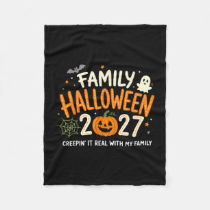 Couverture Polaire Famille halloween 2027 drôle citrouille fantôme ef