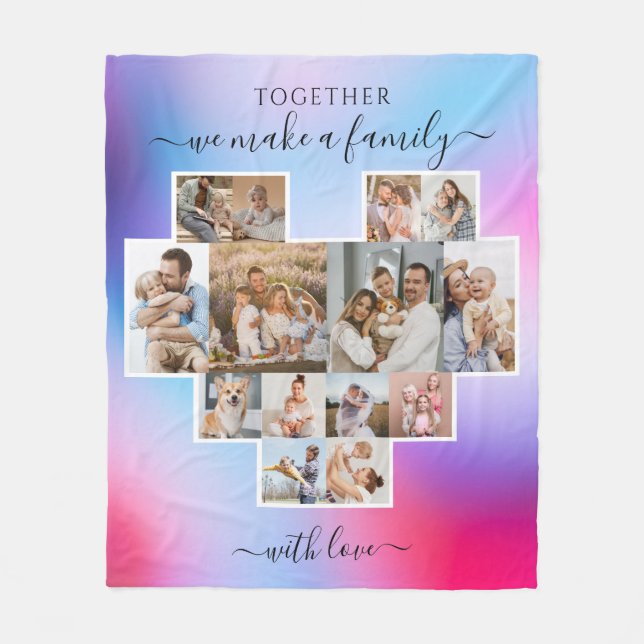 Couverture Polaire Famille moderne 14 Photo Collage (Devant)