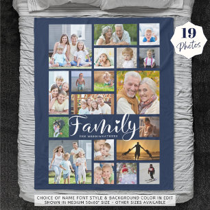 Couverture Polaire FAMILLE moderne 19 Photo Collage Script Coeur Mari