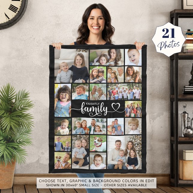 Couverture Polaire Famille moderne 21 Photos Script Nom du coeur Pers (Créateur téléchargé)