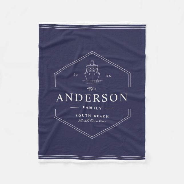 Couverture Polaire Famille Nautique moderne Bateau Lake House Blue (Devant)