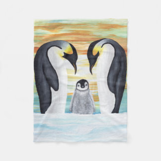 Couverture Polaire Famille Penguin avec bébé pingouin