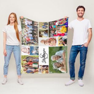 Couverture Polaire Famille personnalisée Unique 11 Photo Collage simp