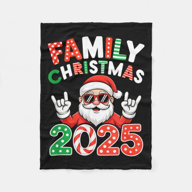 Couverture Polaire Family Christmas 2025 Rocker Santa Sungles Matchin (Devant)