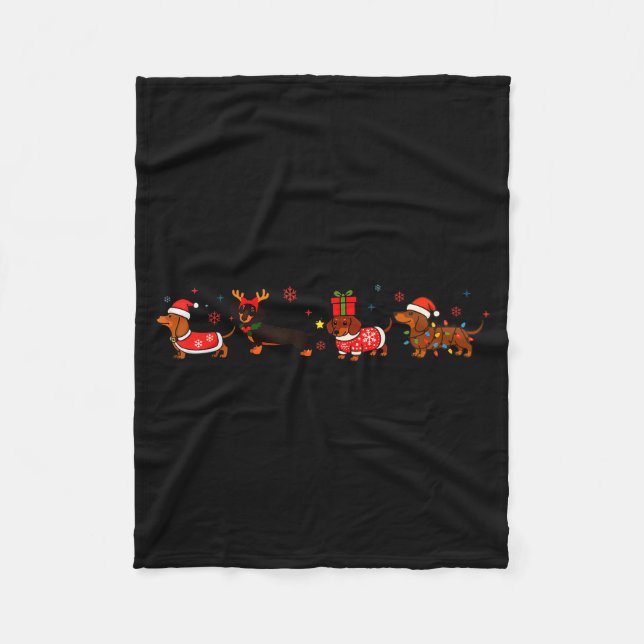 Couverture Polaire Family Dachshund Santa Sleigh Reindeer Snow Christ (Devant)