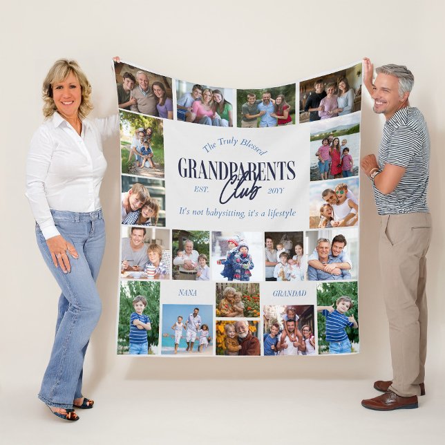 Couverture Polaire Family Multi Photo Grandparents Club Fun Lifestyle (Grandparents Club photo blanket)
