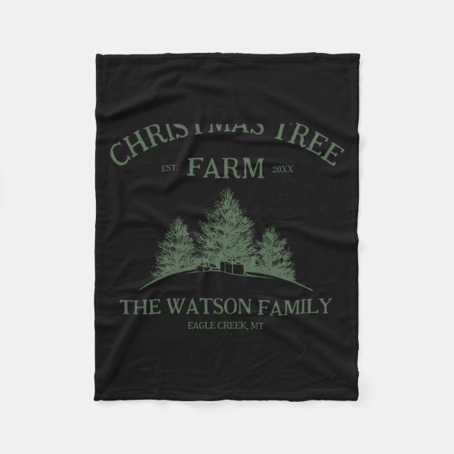 Couverture Polaire Family Name Christmas Tree Farm Retro  (Devant)