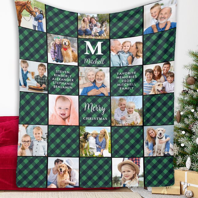 Couverture Polaire Family Personalized Photo Collage Patchwork Plaid (Créateur téléchargé)