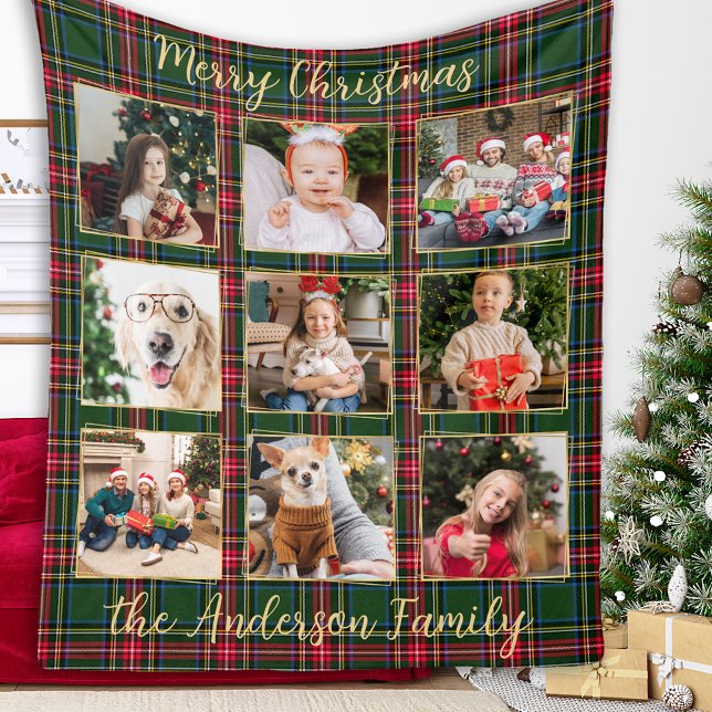 Couverture Polaire Family Photo Personalized Rustic Patchwork Plaid (Créateur téléchargé)