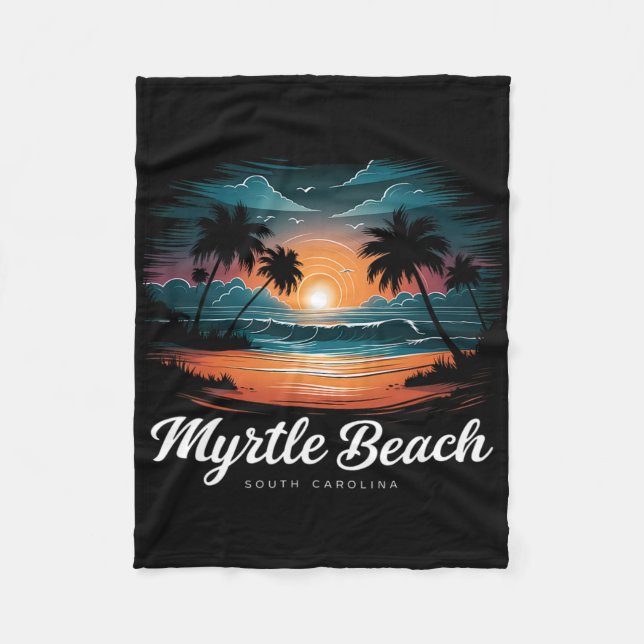 Couverture Polaire Family Vacation Retro Sunset Caroline du Sud Myrtl (Devant)