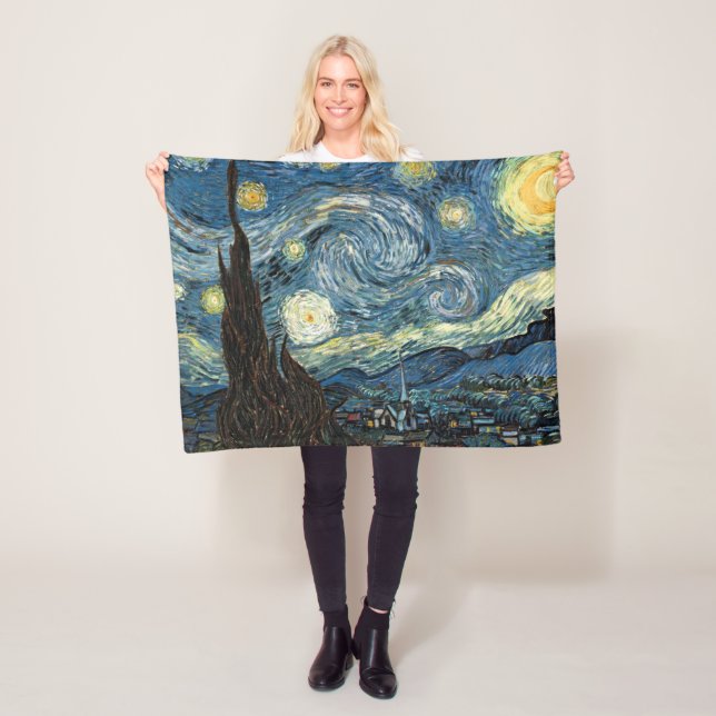 Couverture Polaire Famous art, Starry Night, Van Gogh (En situation)