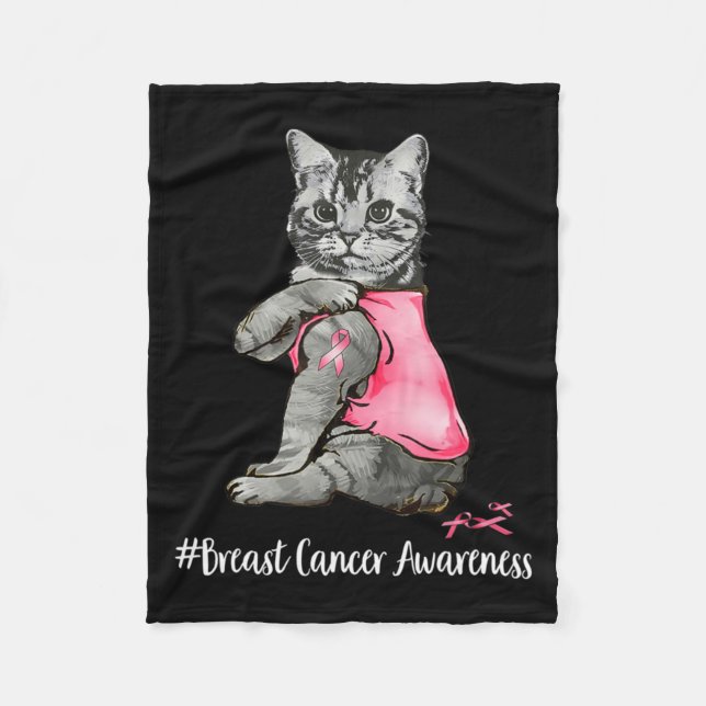 Couverture Polaire Fantaisie Chat Pink Ribbon En Octobre Nous Portons (Devant)