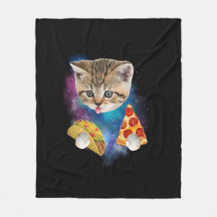 Couverture Polaire Fantaisie Galaxy Chemise de chat _ Space Cat Eat P