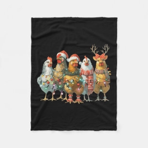 Couverture Polaire Fantaisie poulets de Noël Lumières ferme animal mi