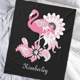 Couverture Polaire Fantaisiste Moderne Flamant Rose Noir