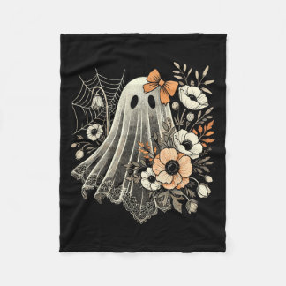 Couverture Polaire Fantôme d'Halloween avec fleurs vintage