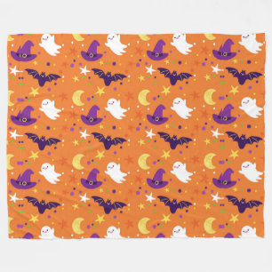 Couverture Polaire Fantôme d'Halloween, chauves-souris, sorcières Cas