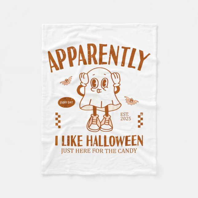 Couverture Polaire Fantôme Drôle Apparemment, J'Aime Halloween  (Devant)