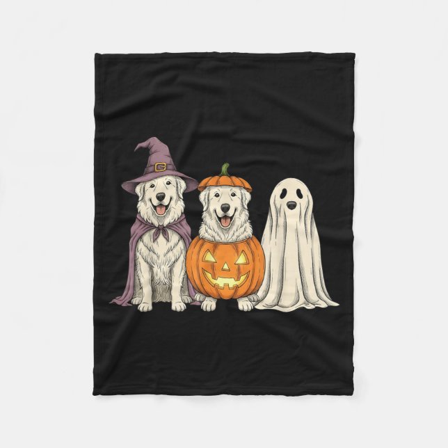 Couverture Polaire Fantôme effrayant Chien de Halloween de la Grande  (Devant)