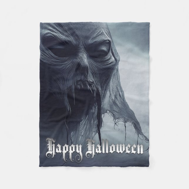 Couverture Polaire Fantôme noir dans un paysage infernal - Halloween (Devant)